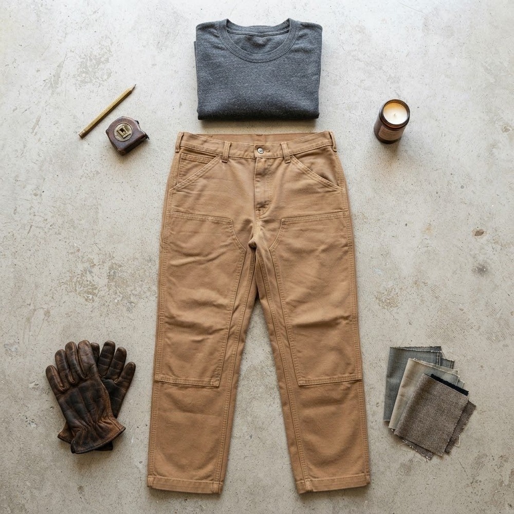 Uniqlo Utility Work Pants Mens Small Tan Brown Double Knee Canvas 321-457928
